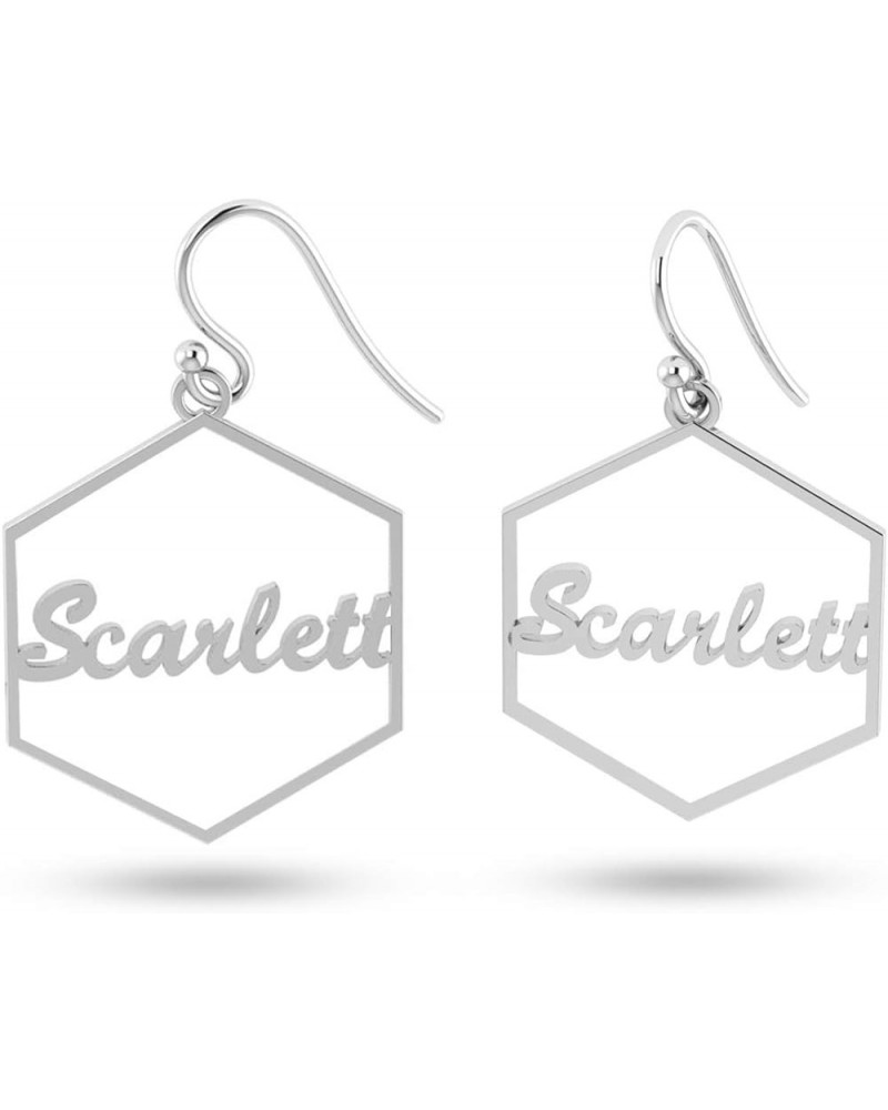 Personalized Customized Name Drop Dangle Earrings for Women Teen Hexagon $10.65 Earrings