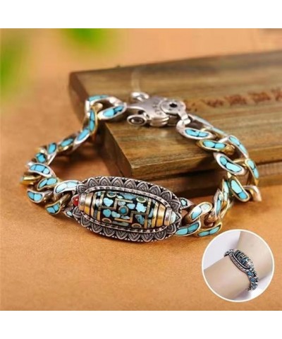 2024 Turquoise Six-Character Mantra Nine-Eyed Dzi Bead Bracelet B-18cm $12.34 Bracelets