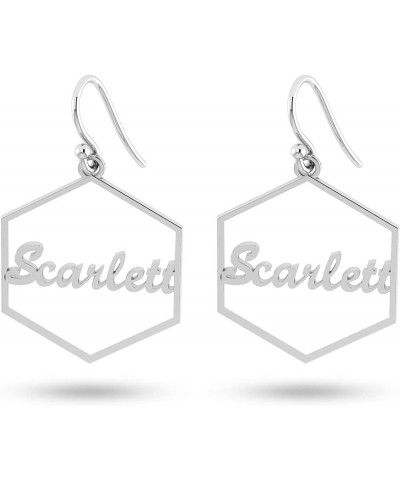 Personalized Customized Name Drop Dangle Earrings for Women Teen Hexagon $10.65 Earrings