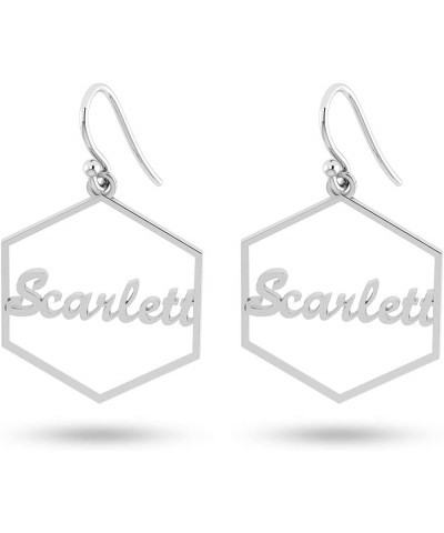 Personalized Customized Name Drop Dangle Earrings for Women Teen Hexagon $10.65 Earrings