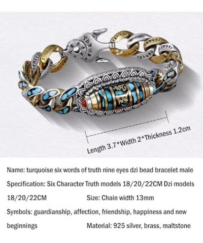 2024 Turquoise Six-Character Mantra Nine-Eyed Dzi Bead Bracelet B-18cm $12.34 Bracelets