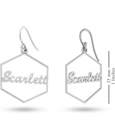 Personalized Customized Name Drop Dangle Earrings for Women Teen Hexagon $10.65 Earrings