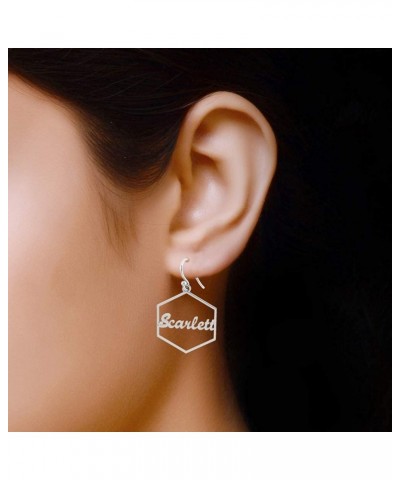 Personalized Customized Name Drop Dangle Earrings for Women Teen Hexagon $10.65 Earrings