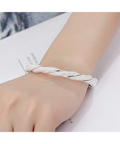 925 Sterling Silver Plated Adjustable Mesh Twisted Cuff Bangle Bracelet for Women $8.39 Bracelets