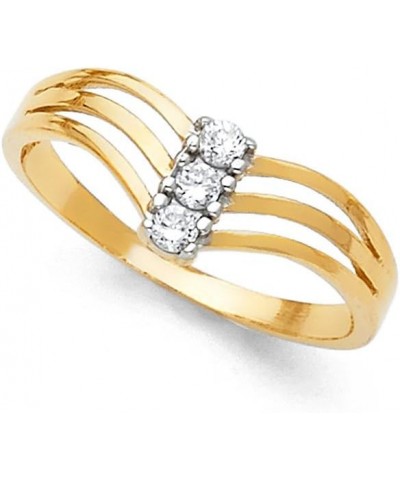 14k White Yellow and Rose Three Color Gold Semanario Cubic Zirconia CZ Ring $61.95 Rings