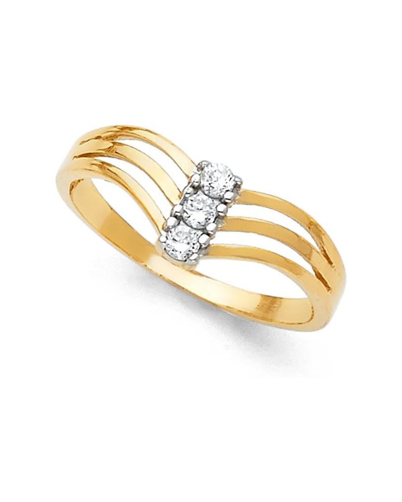 14k White Yellow and Rose Three Color Gold Semanario Cubic Zirconia CZ Ring $61.95 Rings