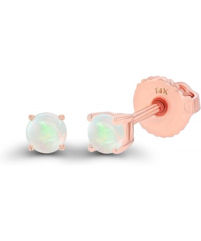 Solid 14K Gold 3mm Round Hypoallergenic Genuine Birthstone Solitaire Screwback Stud Earrings Opal Genuine Rose Gold $31.50 Ea...