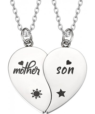 BFF Necklace for 2/3/4/5/6 Stainless Steel Family Friendship Puzzle Sister Necklace Set 2 mother son necklace silver $11.04 N...