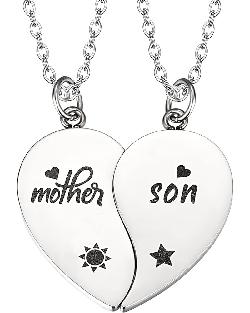 BFF Necklace for 2/3/4/5/6 Stainless Steel Family Friendship Puzzle Sister Necklace Set 2 mother son necklace silver $11.04 N...