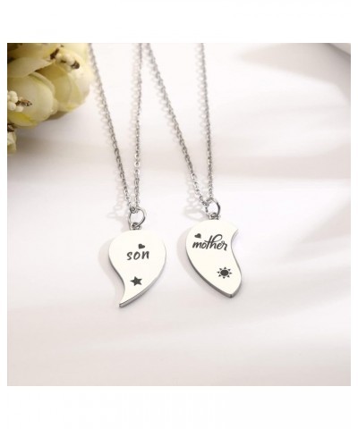 BFF Necklace for 2/3/4/5/6 Stainless Steel Family Friendship Puzzle Sister Necklace Set 2 mother son necklace silver $11.04 N...