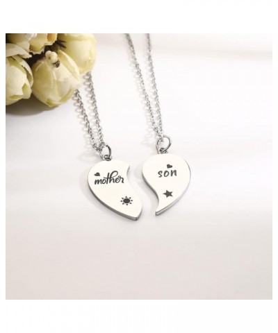 BFF Necklace for 2/3/4/5/6 Stainless Steel Family Friendship Puzzle Sister Necklace Set 2 mother son necklace silver $11.04 N...