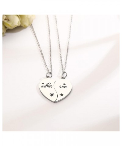 BFF Necklace for 2/3/4/5/6 Stainless Steel Family Friendship Puzzle Sister Necklace Set 2 mother son necklace silver $11.04 N...