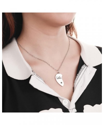 BFF Necklace for 2/3/4/5/6 Stainless Steel Family Friendship Puzzle Sister Necklace Set 2 mother son necklace silver $11.04 N...