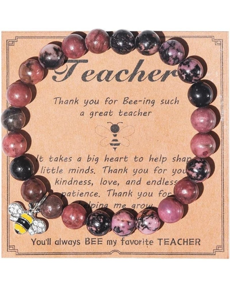 Teacher Appreciation Gifts,Natural Stone Teacher Bracelet Gifts for Women, Thank You Gifts for Teacher Meaningful Gifts 8MM 6...