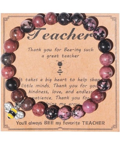 Teacher Appreciation Gifts,Natural Stone Teacher Bracelet Gifts for Women, Thank You Gifts for Teacher Meaningful Gifts 8MM 6...