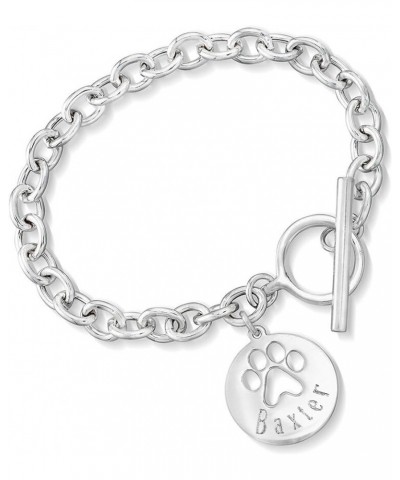 Sterling Silver Personalized Paw Print Cut-Out Charm Bracelet 7-inch (Plain) $50.76 Bracelets