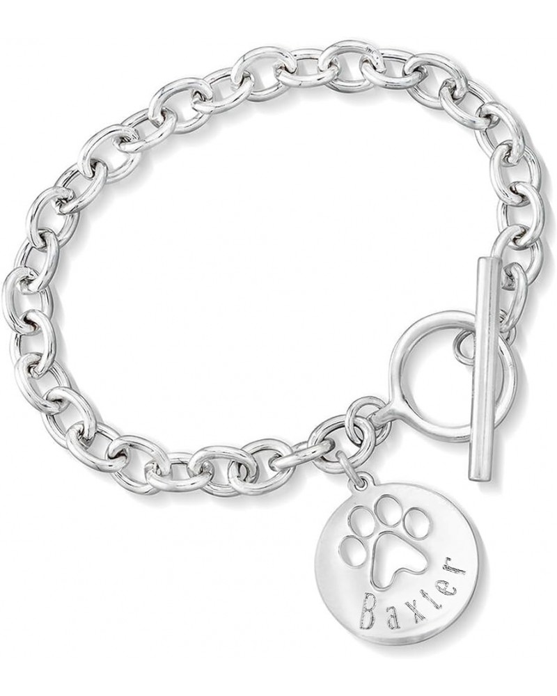 Sterling Silver Personalized Paw Print Cut-Out Charm Bracelet 7-inch (Plain) $50.76 Bracelets