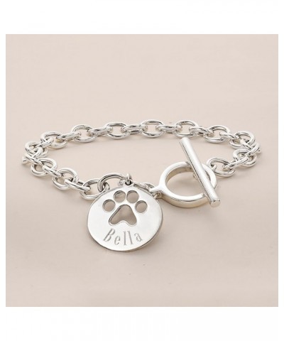 Sterling Silver Personalized Paw Print Cut-Out Charm Bracelet 7-inch (Plain) $50.76 Bracelets