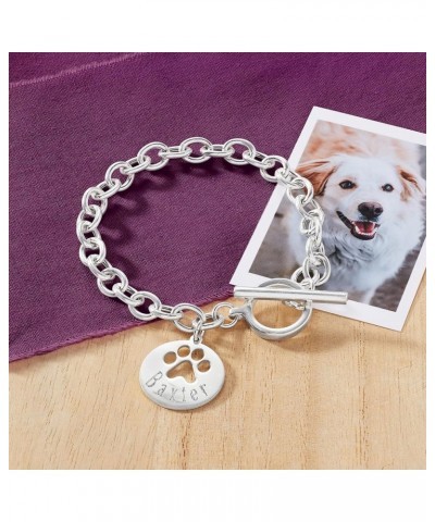 Sterling Silver Personalized Paw Print Cut-Out Charm Bracelet 7-inch (Plain) $50.76 Bracelets