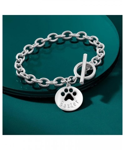 Sterling Silver Personalized Paw Print Cut-Out Charm Bracelet 7-inch (Plain) $50.76 Bracelets