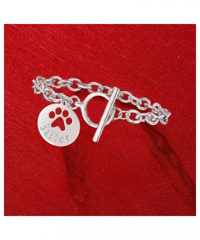 Sterling Silver Personalized Paw Print Cut-Out Charm Bracelet 7-inch (Plain) $50.76 Bracelets