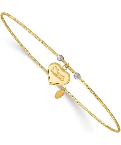 14K Two-tone Diamond-Cut Heart w/Mom Bangle 8in 1mm style DB678 $61.35 Bracelets