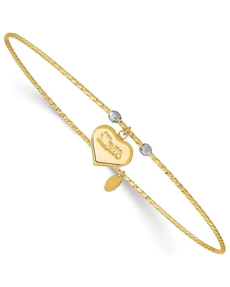 14K Two-tone Diamond-Cut Heart w/Mom Bangle 8in 1mm style DB678 $61.35 Bracelets