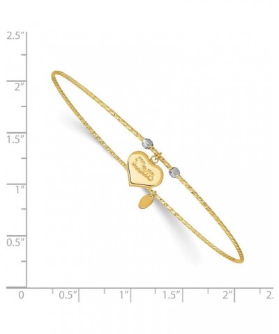 14K Two-tone Diamond-Cut Heart w/Mom Bangle 8in 1mm style DB678 $61.35 Bracelets