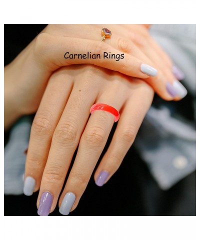 Carnelian Crystal Rings Natural Carnelian Gemstone Band Ring for Women Carnelian Smooth Round Donut Ring $6.25 Rings