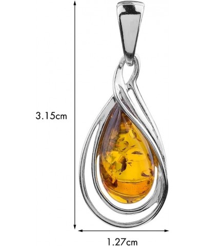 Amber Sterling Silver Drop Pendant Necklace 18 Inches $12.00 Necklaces