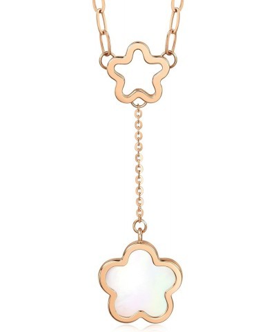 Delicate Gold 18K Rose Gold & Mother of Pearl Flowers Duo Necklace for Women and Girls 92829N | 18.5 Inches, (47 CM) $142.35 ...