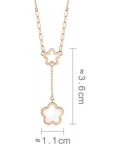 Delicate Gold 18K Rose Gold & Mother of Pearl Flowers Duo Necklace for Women and Girls 92829N | 18.5 Inches, (47 CM) $142.35 ...