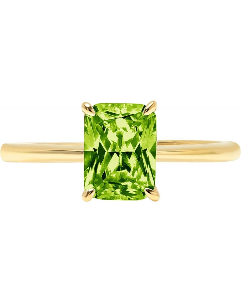 2.6 ct Brilliant Radiant Cut Solitaire Green Peridot Classic Anniversary Promise Bridal ring Solid 18K Yellow Gold for Women ...