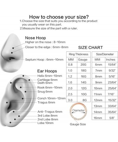 Nose Rings Hoops for Women Men Conch Hoop Earring Silver Gold 16g 18g Surgical Steel Tragus Nostril Helix Cartilage Clicker R...