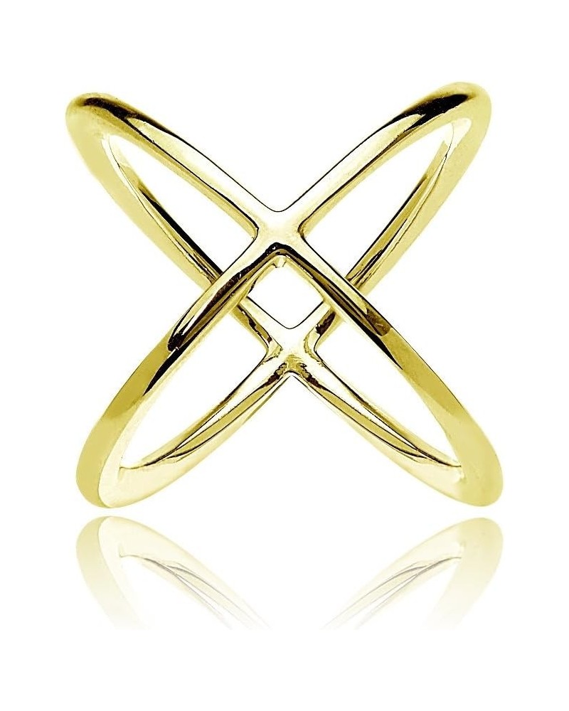 Sterling Silver Fashion Trendy Polished Criss-Cross X Ring for Women Gold Flash-Size 7 $12.60 Rings