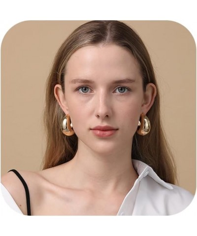 Earring Dupes Extra Large Big Chunky Gold Hoop Earrings for Women Girls, Tear Drop Lightweight Gold Plated Earrings Fashion J...