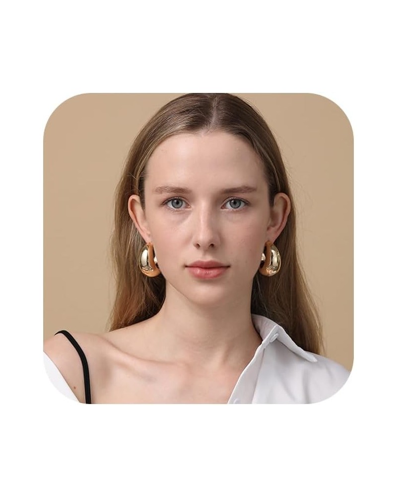 Earring Dupes Extra Large Big Chunky Gold Hoop Earrings for Women Girls, Tear Drop Lightweight Gold Plated Earrings Fashion J...