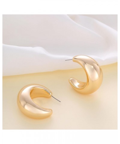 Earring Dupes Extra Large Big Chunky Gold Hoop Earrings for Women Girls, Tear Drop Lightweight Gold Plated Earrings Fashion J...