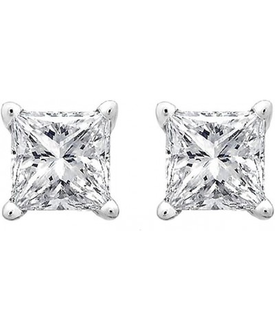 Princess cut Diamond Stud (IGI Certified (0.70ct & up) ScrewBack 14K from (0.04ct - 2.00ct, Clarity-I3) White Gold 0.2 carats...