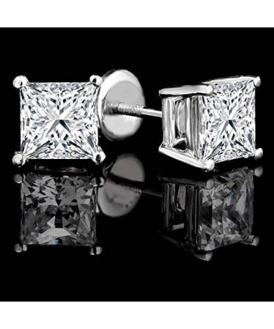 Princess cut Diamond Stud (IGI Certified (0.70ct & up) ScrewBack 14K from (0.04ct - 2.00ct, Clarity-I3) White Gold 0.2 carats...