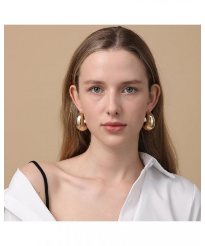 Earring Dupes Extra Large Big Chunky Gold Hoop Earrings for Women Girls, Tear Drop Lightweight Gold Plated Earrings Fashion J...