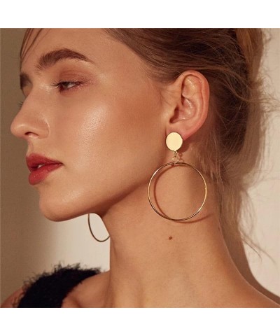 Gold Plated Statement Dangle Earrings Fashion Vintage Drop Earrings for Women Girls Large Hoop Earrings $8.99 Earrings