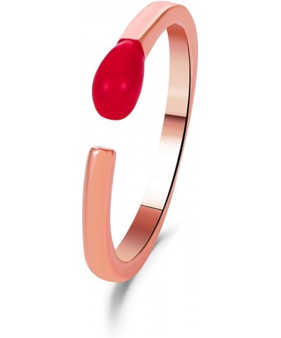 Open Adjustable Matchstick Ring Red Drop Oil Matchstick Ring for Women Gilrs Fashion Jewelry Rose Gold $8.39 Rings