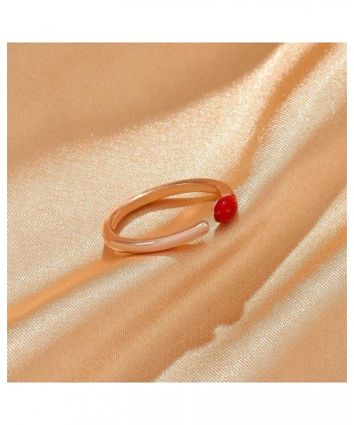 Open Adjustable Matchstick Ring Red Drop Oil Matchstick Ring for Women Gilrs Fashion Jewelry Rose Gold $8.39 Rings