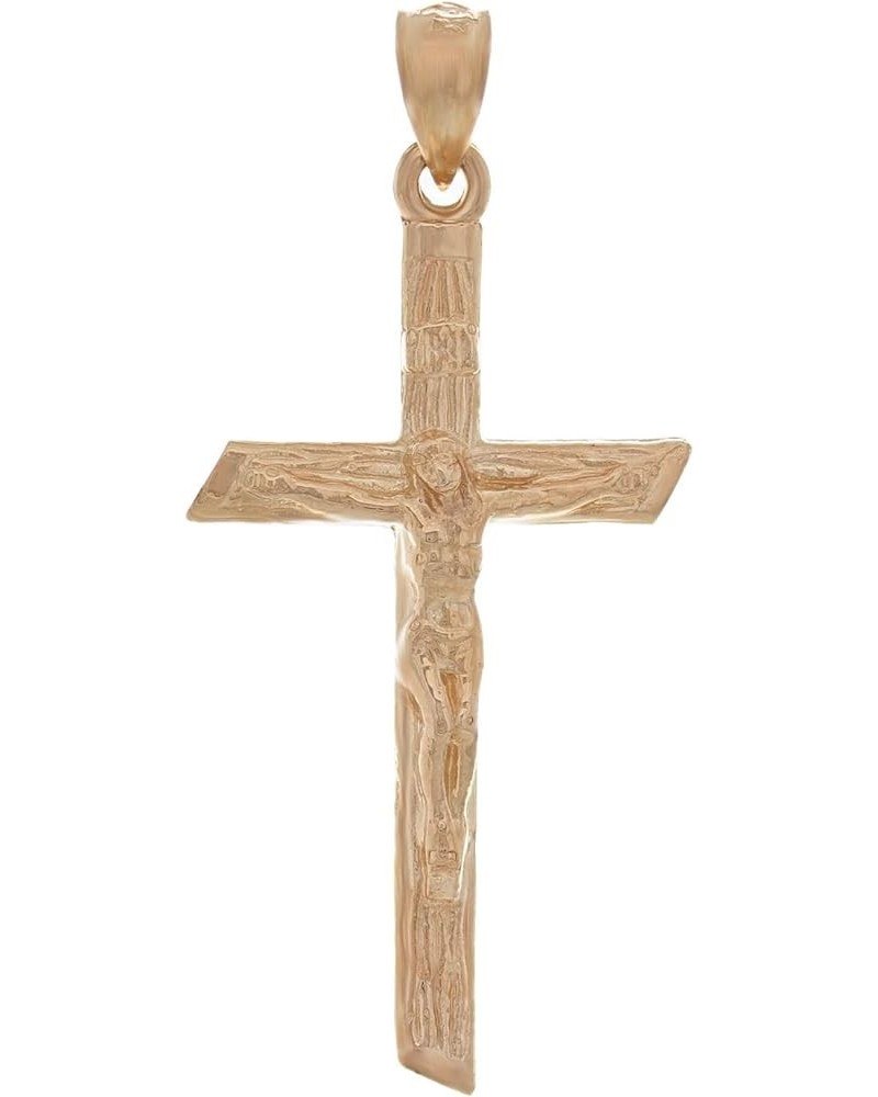 14k Yellow White or Rose Gold Jesus on Wooden Cross Crucifix Charm Pendant Pink $102.02 Pendants