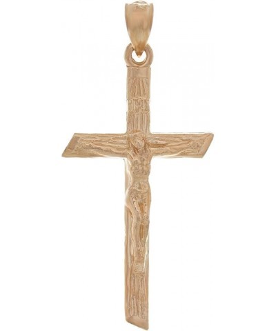 14k Yellow White or Rose Gold Jesus on Wooden Cross Crucifix Charm Pendant Pink $102.02 Pendants