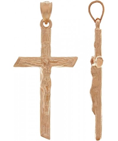 14k Yellow White or Rose Gold Jesus on Wooden Cross Crucifix Charm Pendant Pink $102.02 Pendants