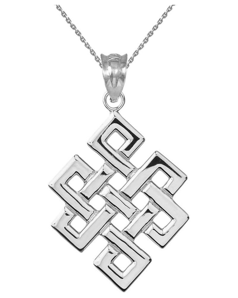 Fine Sterling Silver Japanese Endless Knot Pendant Necklace 22.0 Inches $15.36 Necklaces