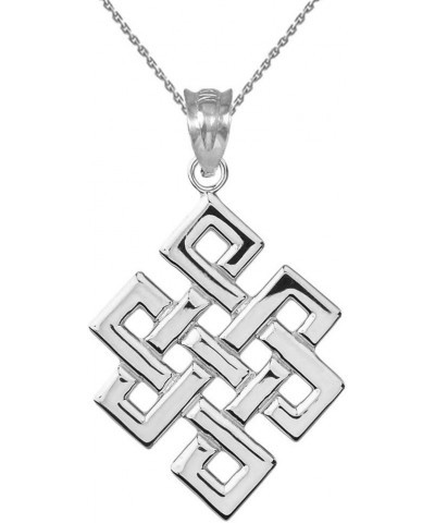 Fine Sterling Silver Japanese Endless Knot Pendant Necklace 22.0 Inches $15.36 Necklaces