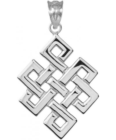 Fine Sterling Silver Japanese Endless Knot Pendant Necklace 22.0 Inches $15.36 Necklaces